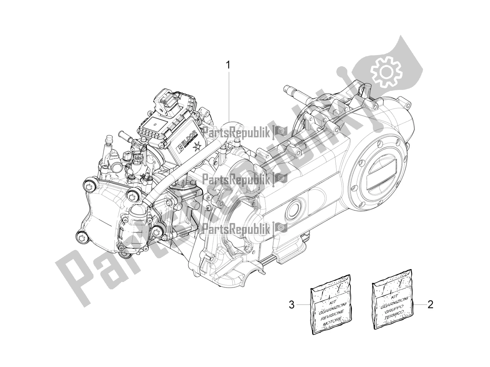 Tutte le parti per il Motore, Assemblaggio del Vespa Primavera 50 4T 4V 2018