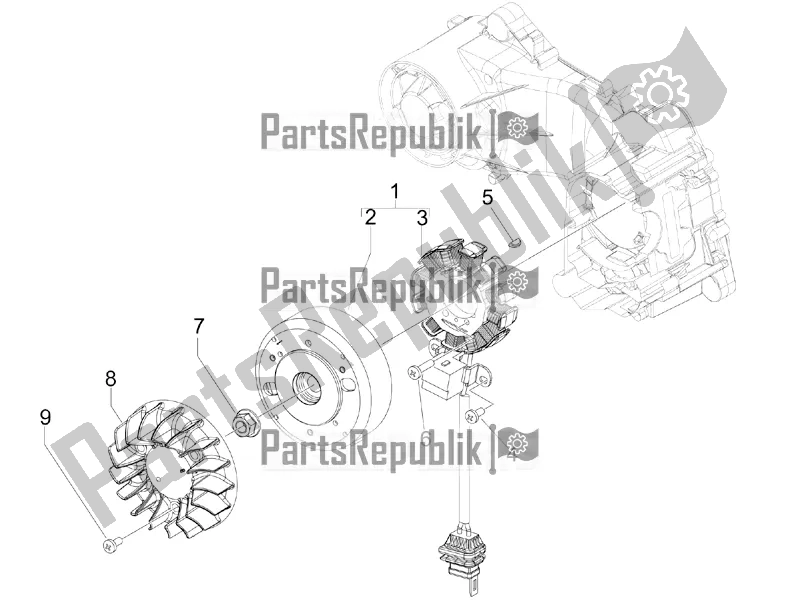 Toutes les pièces pour le Volant Magnéto du Vespa Primavera 50 4T 4V 2018