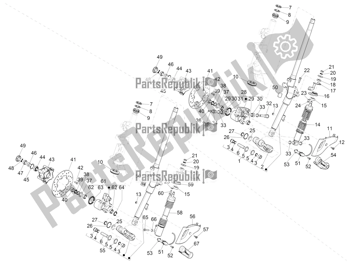 Todas las partes para Horquilla / Tubo De Dirección - Unidad De Rodamiento De Dirección de Vespa Primavera 50 4T 4V 2018