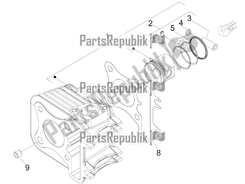 Tutte le parti per il Unità Perno Cilindro Pistone-polso del Vespa Primavera 50 4T 4V USA 2016