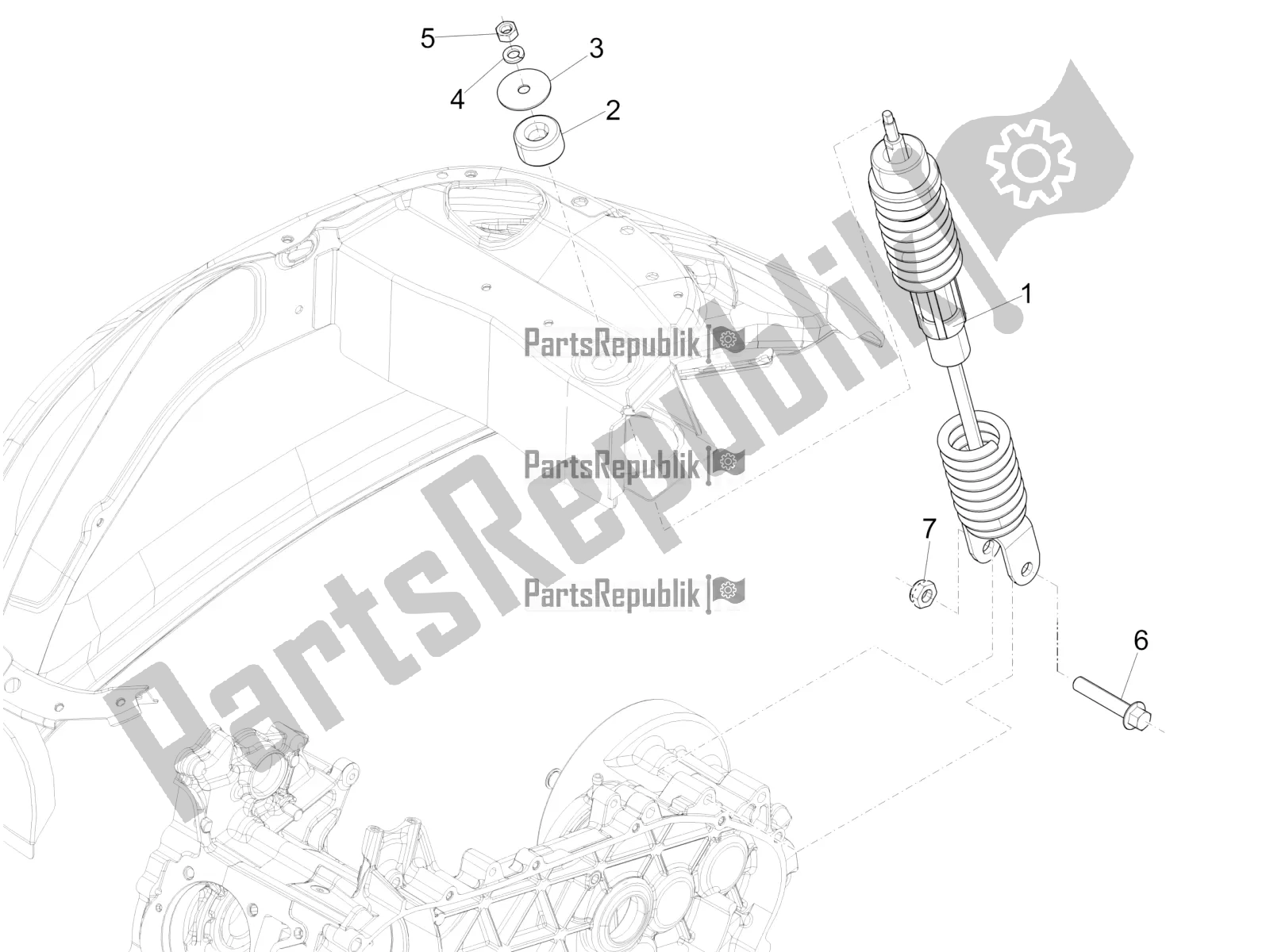 Alle onderdelen voor de Achtervering - Schokdemper / S van de Vespa Primavera 50 4T 4V USA 2016