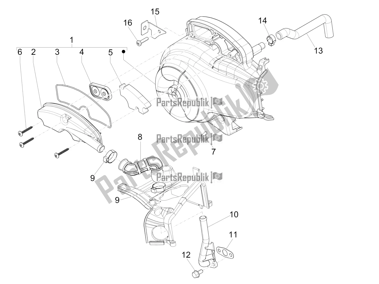 Toutes les pièces pour le Boîte à Air Secondaire du Vespa Primavera 50 4T 4V USA 2016