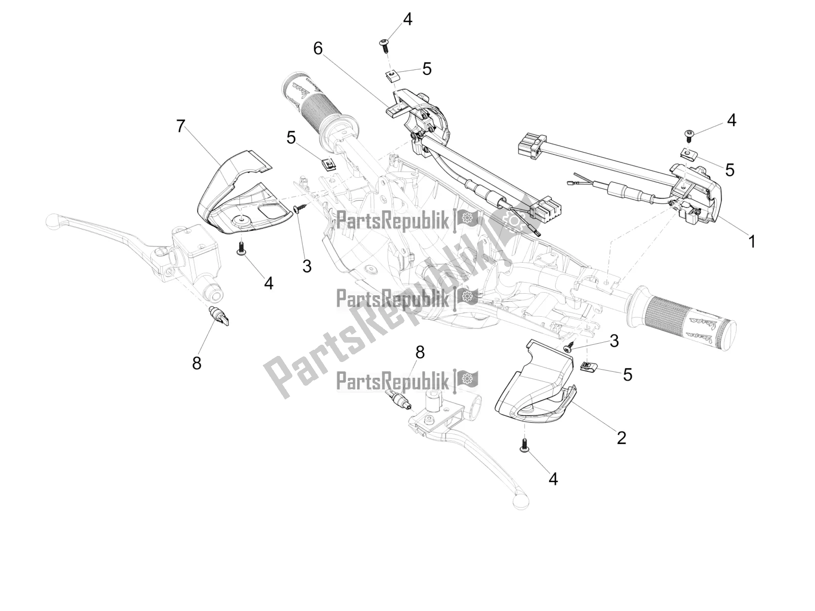 Todas as partes de Seletores - Interruptores - Botões do Vespa Primavera 50 4T 4V USA 2016