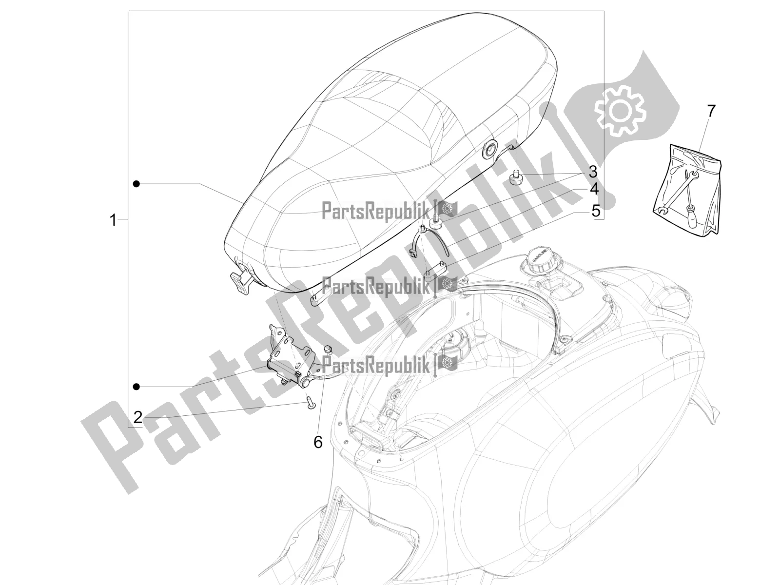 Wszystkie części do Siod? O / Siedzenia Vespa Primavera 50 4T 4V USA 2017