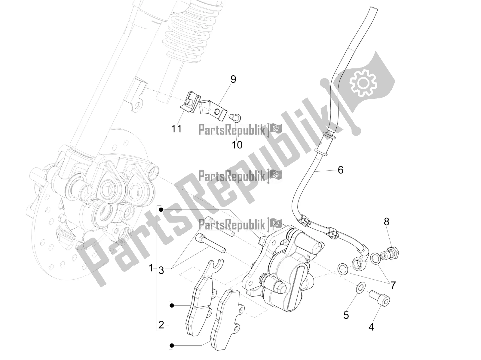 Toutes les pièces pour le Tuyaux De Freins - étriers du Vespa Primavera 50 4T 4V USA 2018