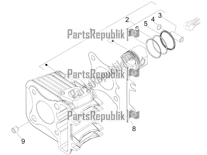 Toutes les pièces pour le Unité Cylindre-piston-axe De Poignet du Vespa Primavera 50 4T 4V USA 2018