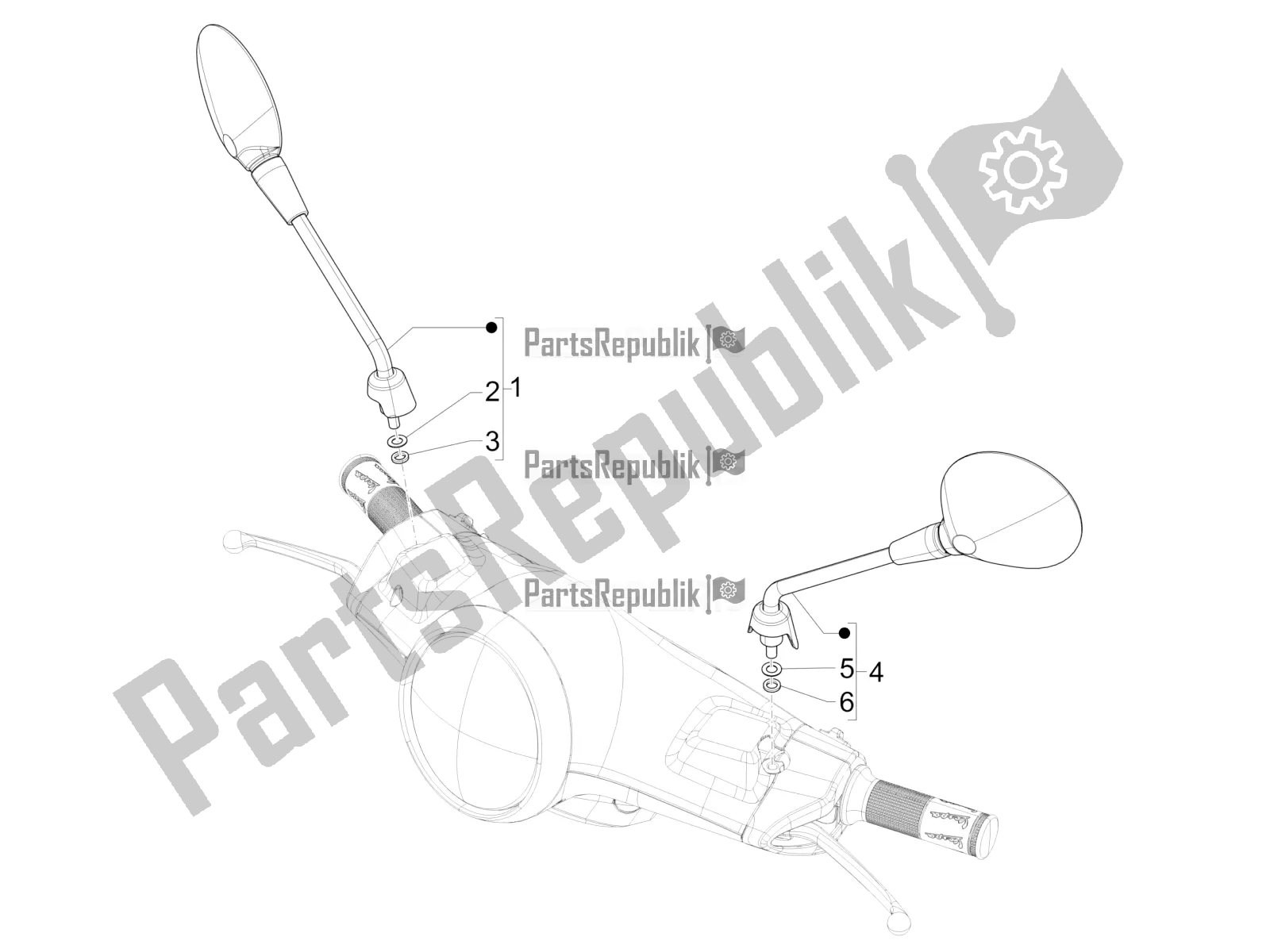 Toutes les pièces pour le Miroir (s) De Conduite du Vespa Primavera 50 4T 4V USA 2018