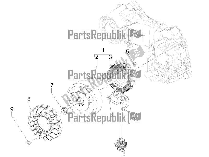 Toutes les pièces pour le Volant Magnéto du Vespa Primavera 50 4T 4V USA 2018