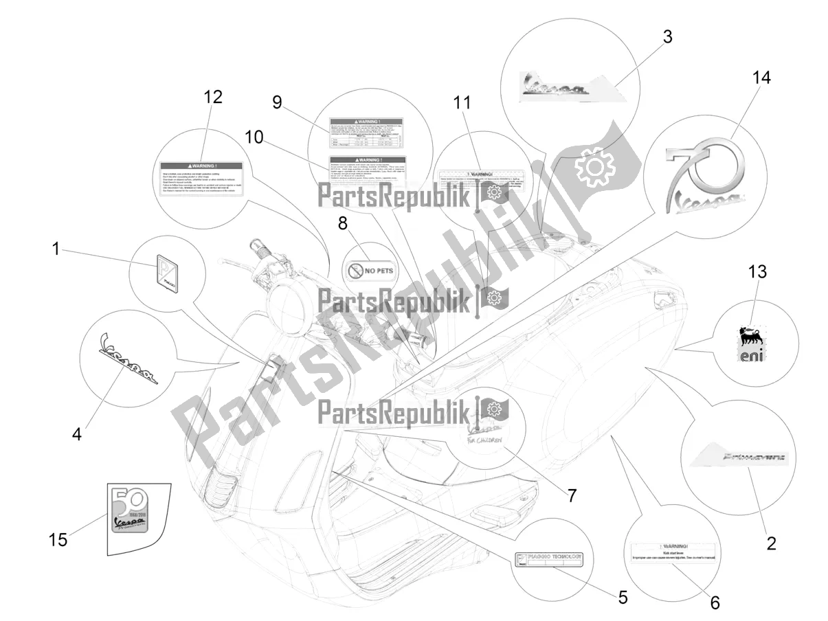 Toutes les pièces pour le Plaques - Emblèmes du Vespa Primavera 50 4T 4V USA 2018
