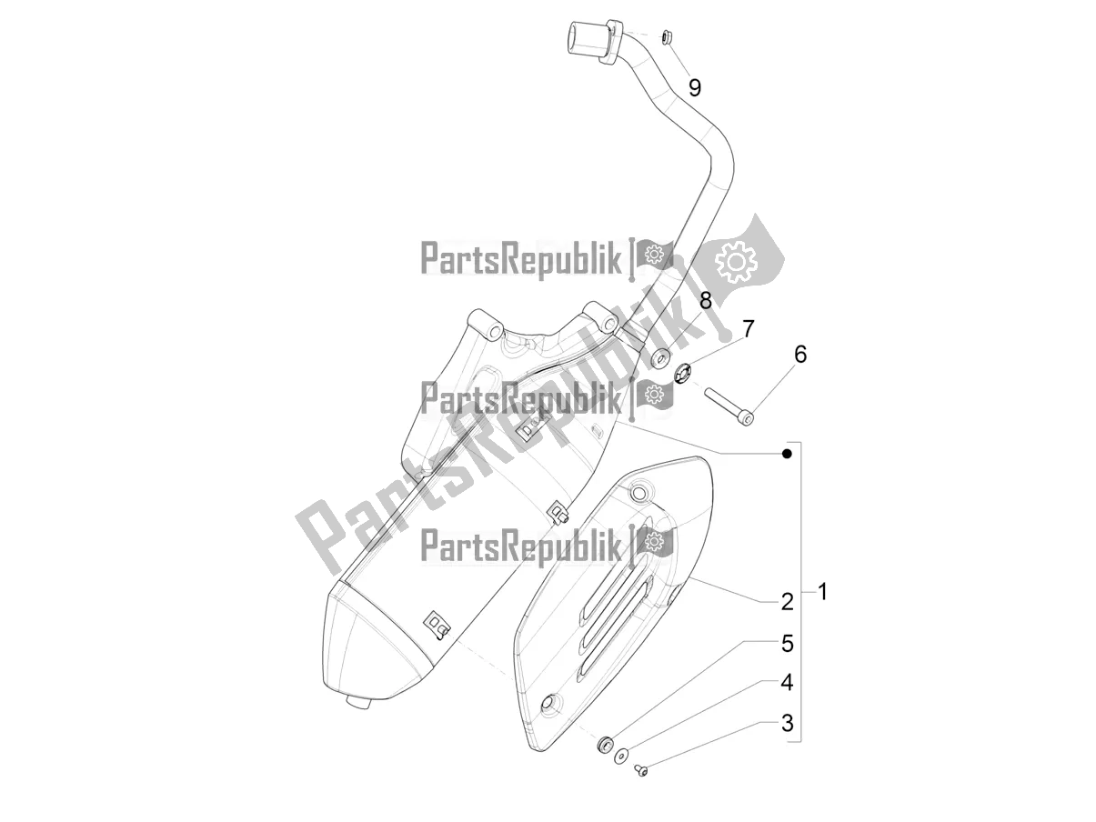 All parts for the Silencer of the Vespa Primavera 50 4T 4V USA 2018