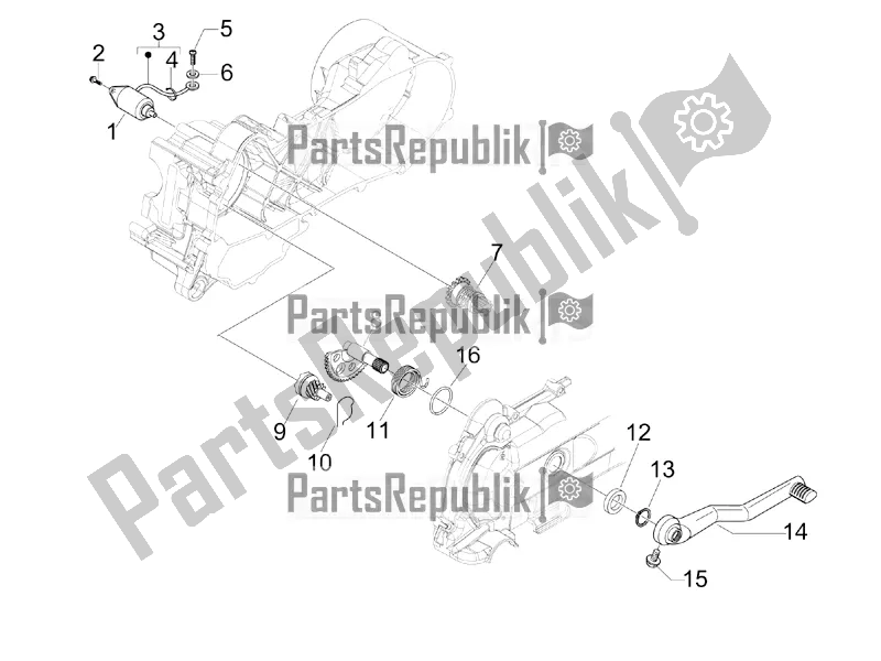 All parts for the Stater - Electric Starter of the Vespa Primavera 50 4T 4V USA 2018