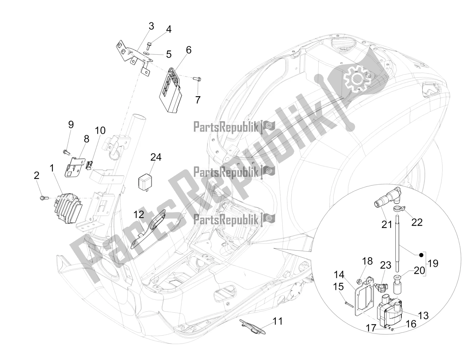 Toutes les pièces pour le Régulateurs De Tension - Unités De Commande électronique (ecu) - H. T. Bobine du Vespa Primavera 50 4T 4V USA 2018