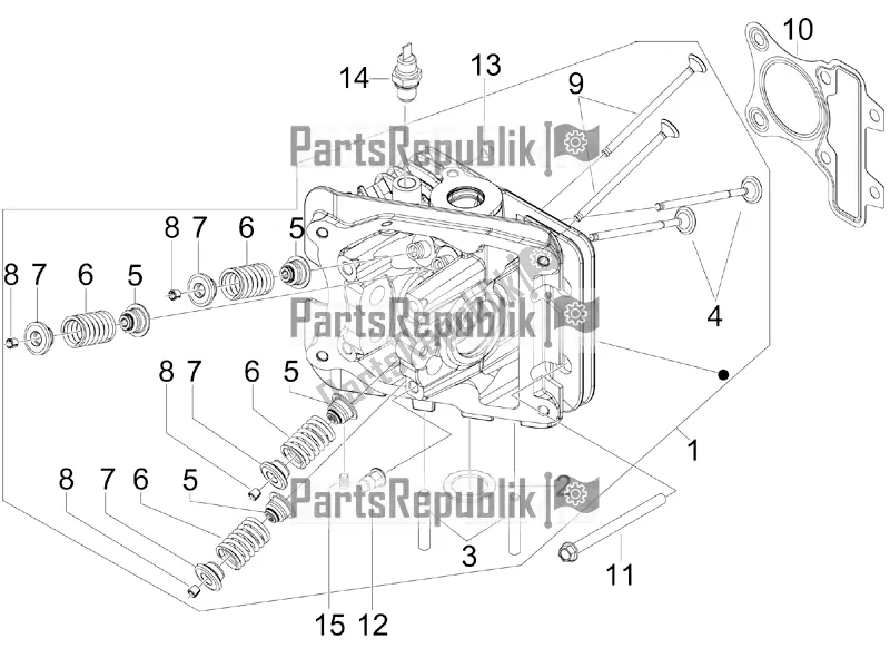 Toutes les pièces pour le Cylinder Head Unit - Valve du Vespa Primavera 50 4T 4V USA 2019