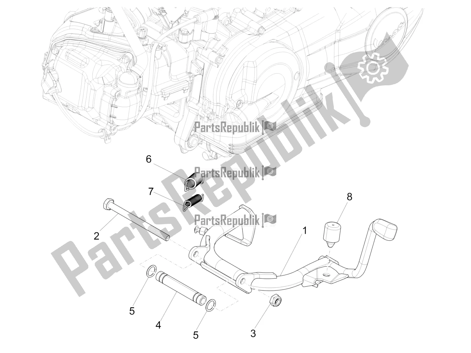 All parts for the Stand/s of the Vespa Primavera 50 4T 4V USA 2019
