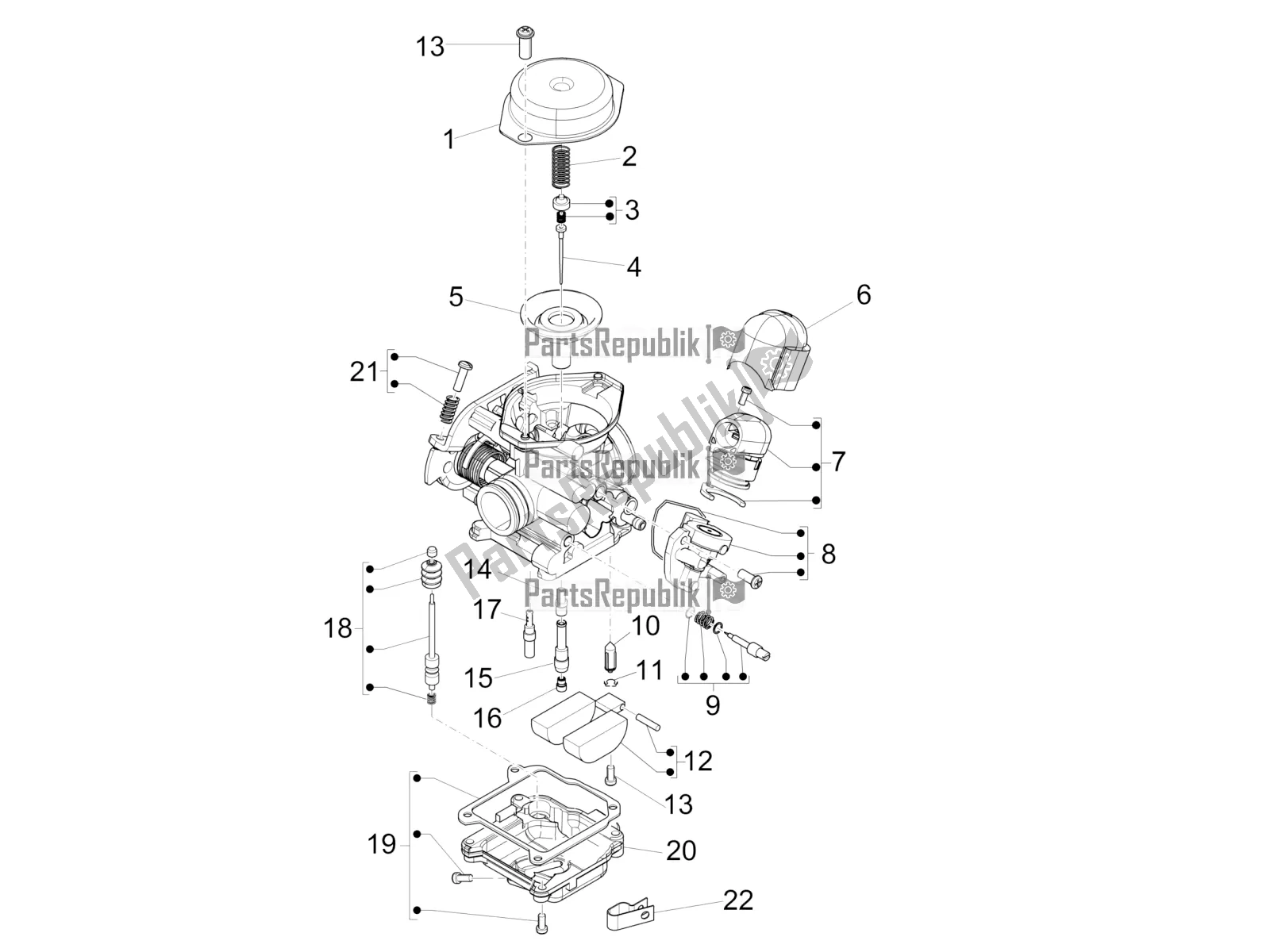 Tutte le parti per il Componenti Del Carburatore del Vespa Primavera 50 4T 4V USA 2020