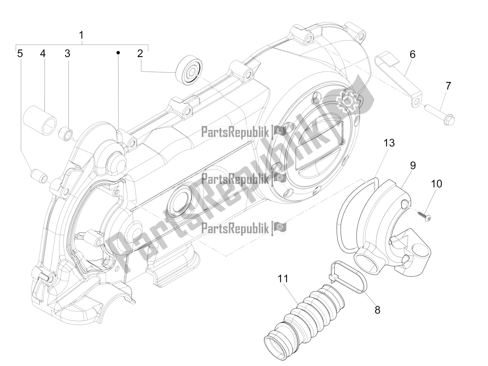 Toutes les pièces pour le Couvercle De Carter - Refroidissement Du Carter du Vespa Primavera 50 4T 4V USA 2020