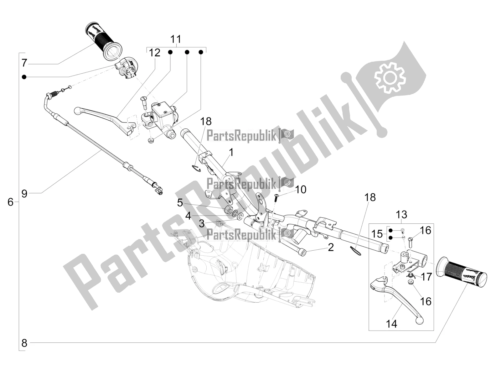 Toutes les pièces pour le Guidon - Master Cil. Du Vespa Primavera 50 4T 4V USA 2020