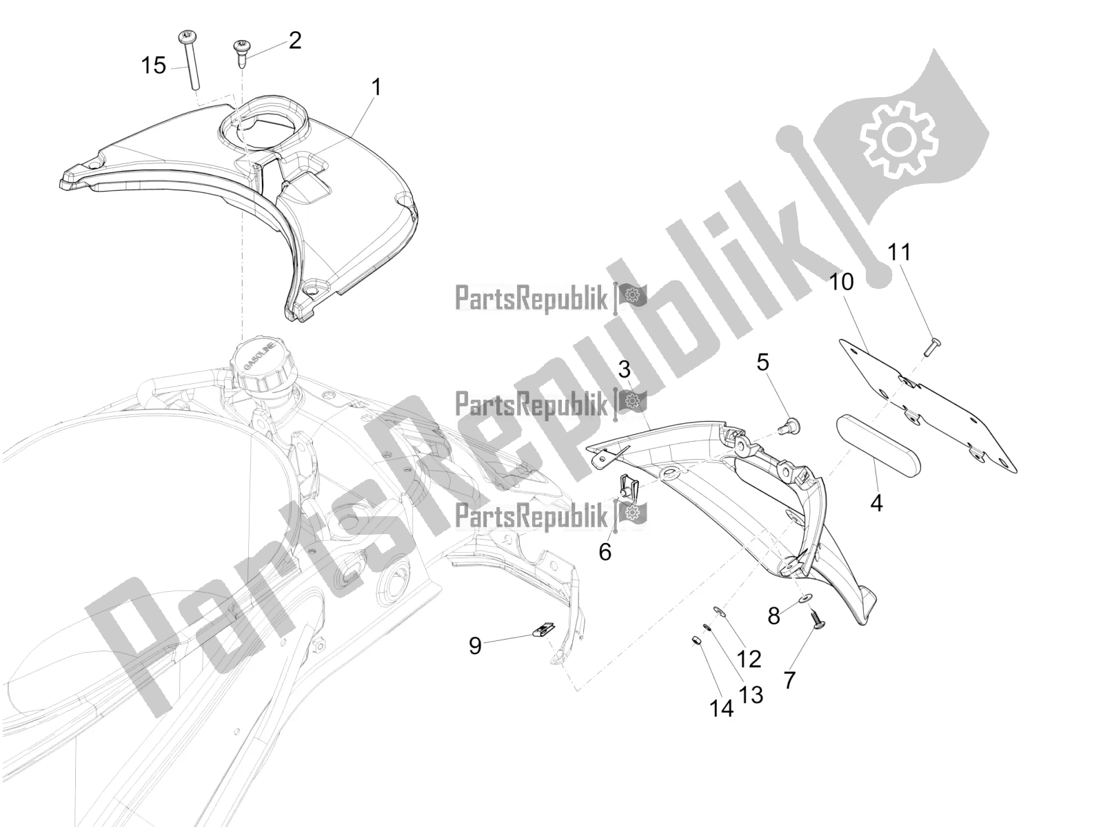 Todas las partes para Cubierta Trasera - Protector Contra Salpicaduras de Vespa Primavera 50 4T 4V USA 2020