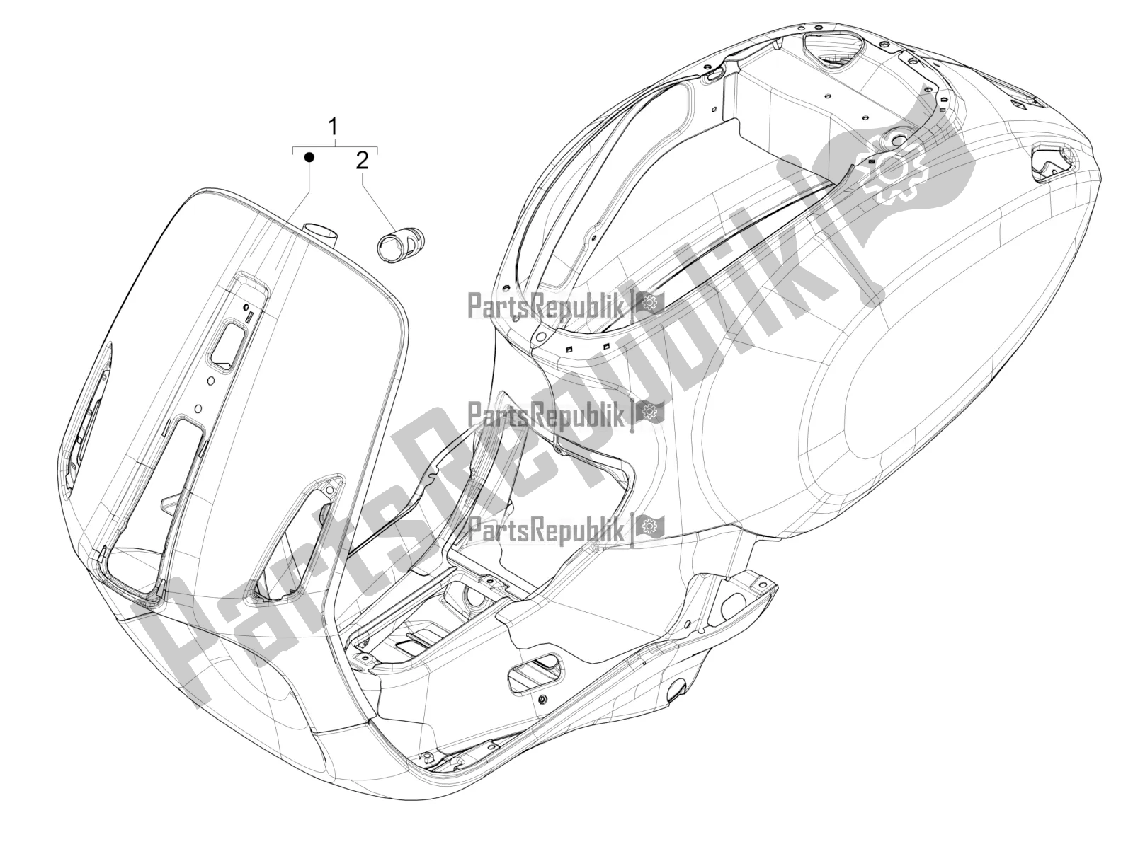 Toutes les pièces pour le Cadre / Carrosserie du Vespa Primavera 50 USA 2020