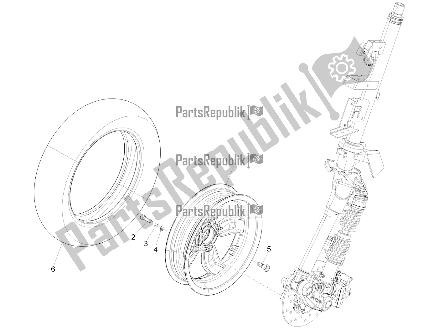 Toutes les pièces pour le Roue Avant du Vespa Primavera 50 USA 2020