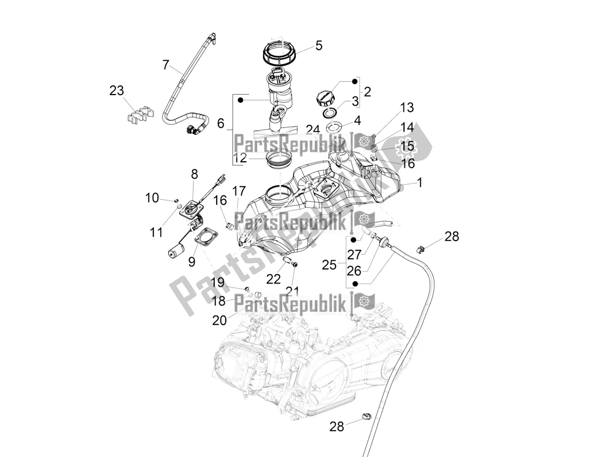 Toutes les pièces pour le Réservoir D'essence du Vespa Primavera 50 USA 2020