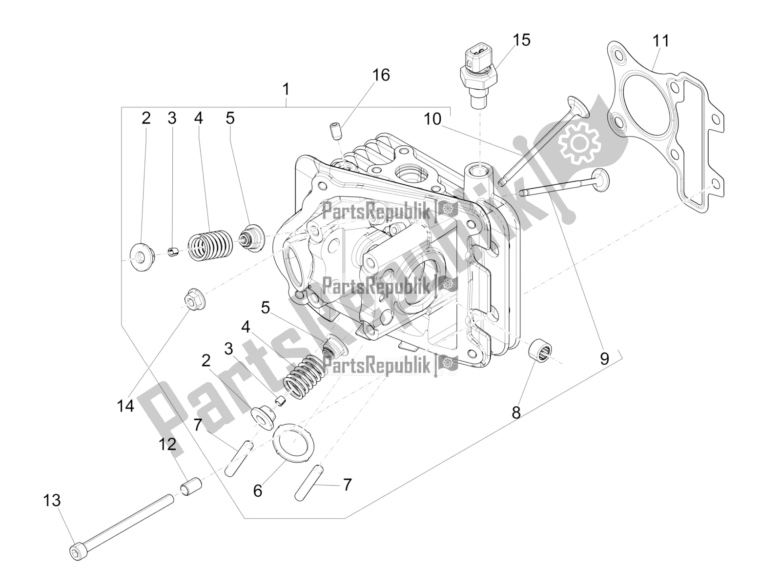 Toutes les pièces pour le Cylinder Head Unit - Valve du Vespa Primavera 50 USA 2021