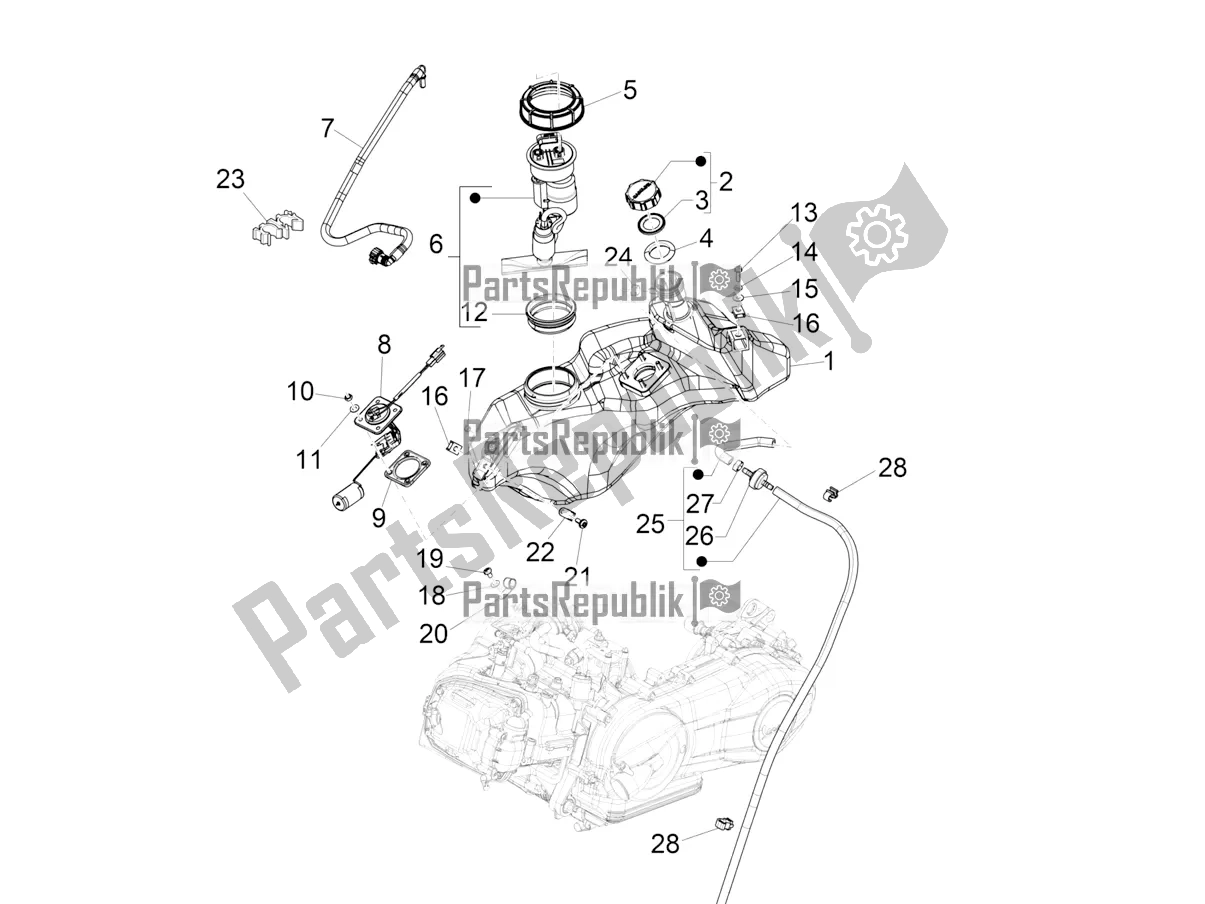 Toutes les pièces pour le Réservoir D'essence du Vespa Primavera 50 USA 2021