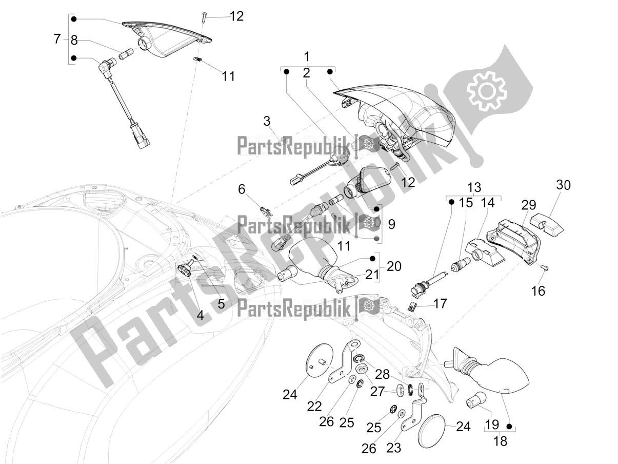 Toutes les pièces pour le Phares Arrière - Clignotants du Vespa Primavera 50 USA 2022