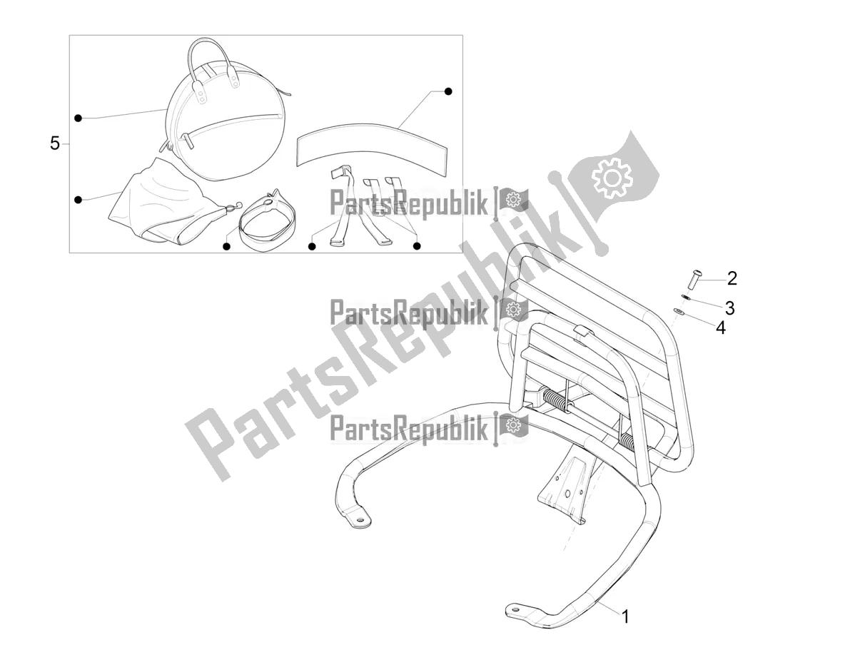 Tutte le parti per il Portapacchi Posteriore del Vespa Primavera 50 USA 2022
