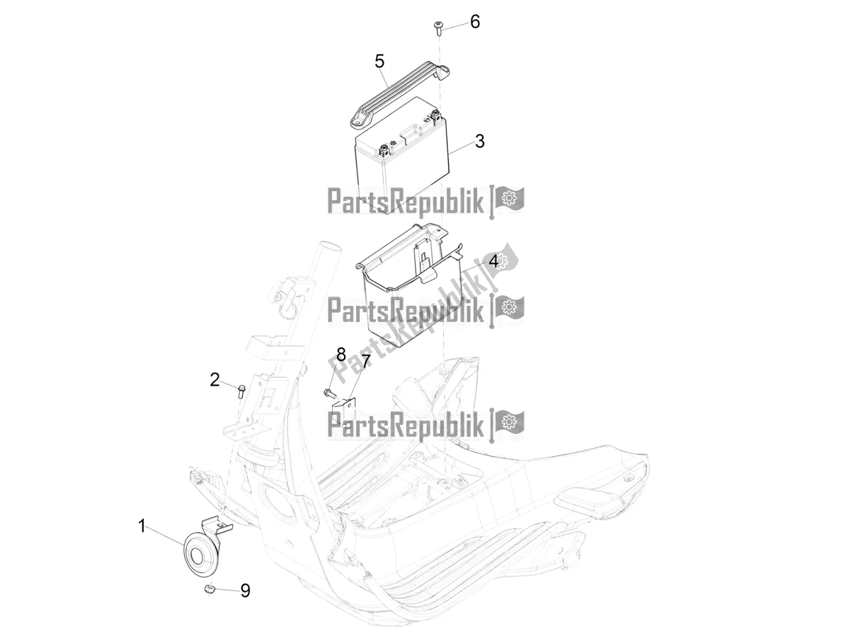 Todas as partes de Interruptores De Controle Remoto - Bateria - Buzina do Vespa Primavera 50 USA 2022