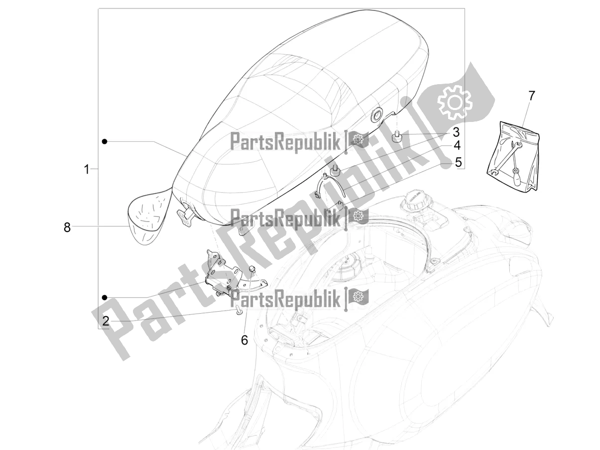 Tutte le parti per il Sella / Sedili del Vespa Primavera 50 USA 2022