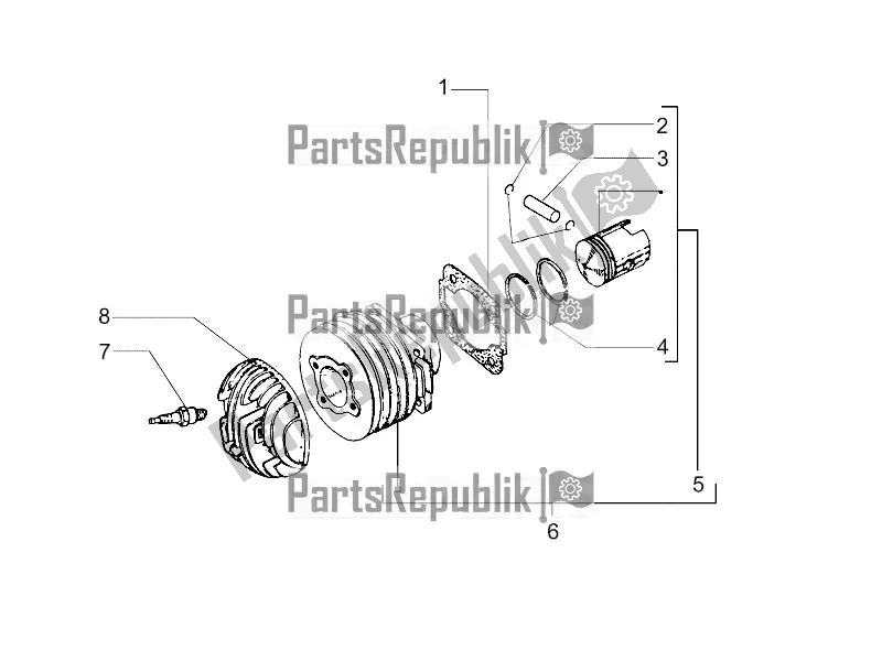Todas las partes para Unidad De Pasador Cilindro-pistón-muñeca de Vespa PX 125 2T 2016