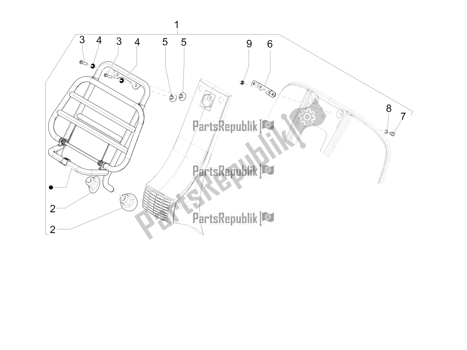 Todas las partes para Portaequipajes Delantero de Vespa PX 125 2T 2016