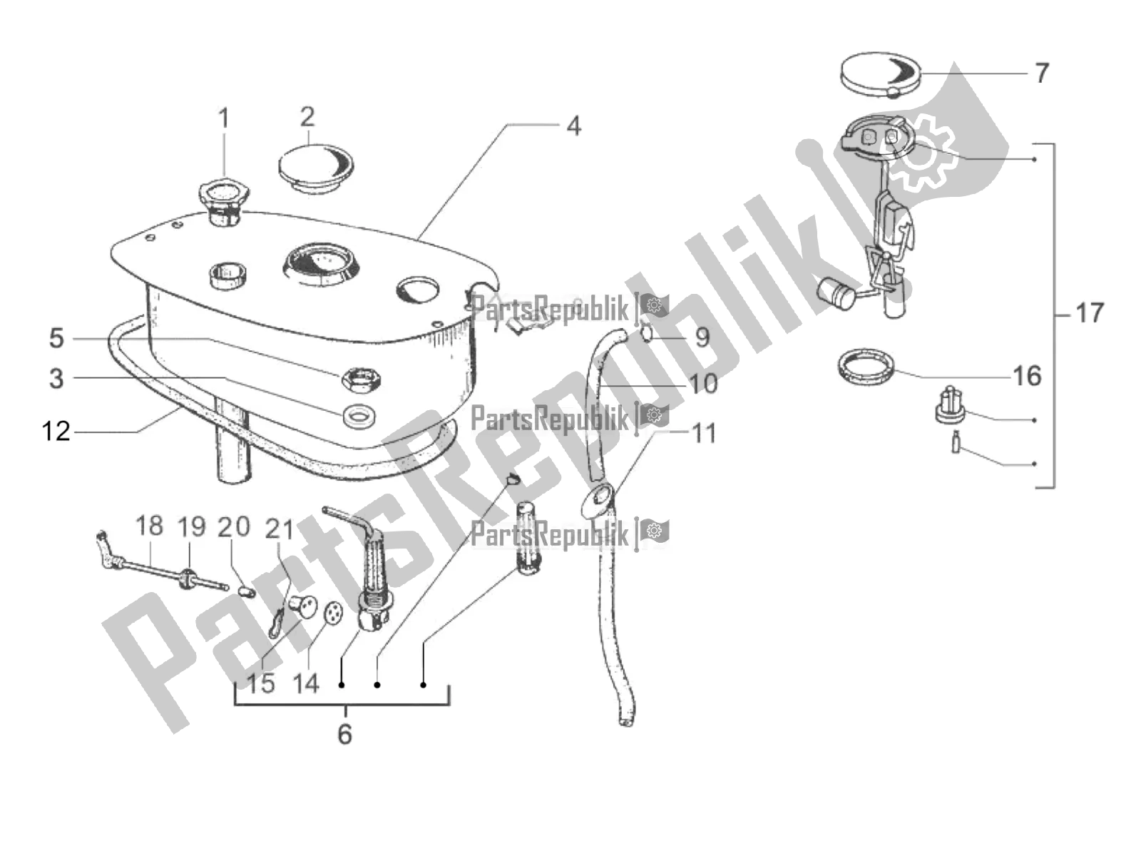 Todas las partes para Depósito De Combustible de Vespa PX 125 2T 2016