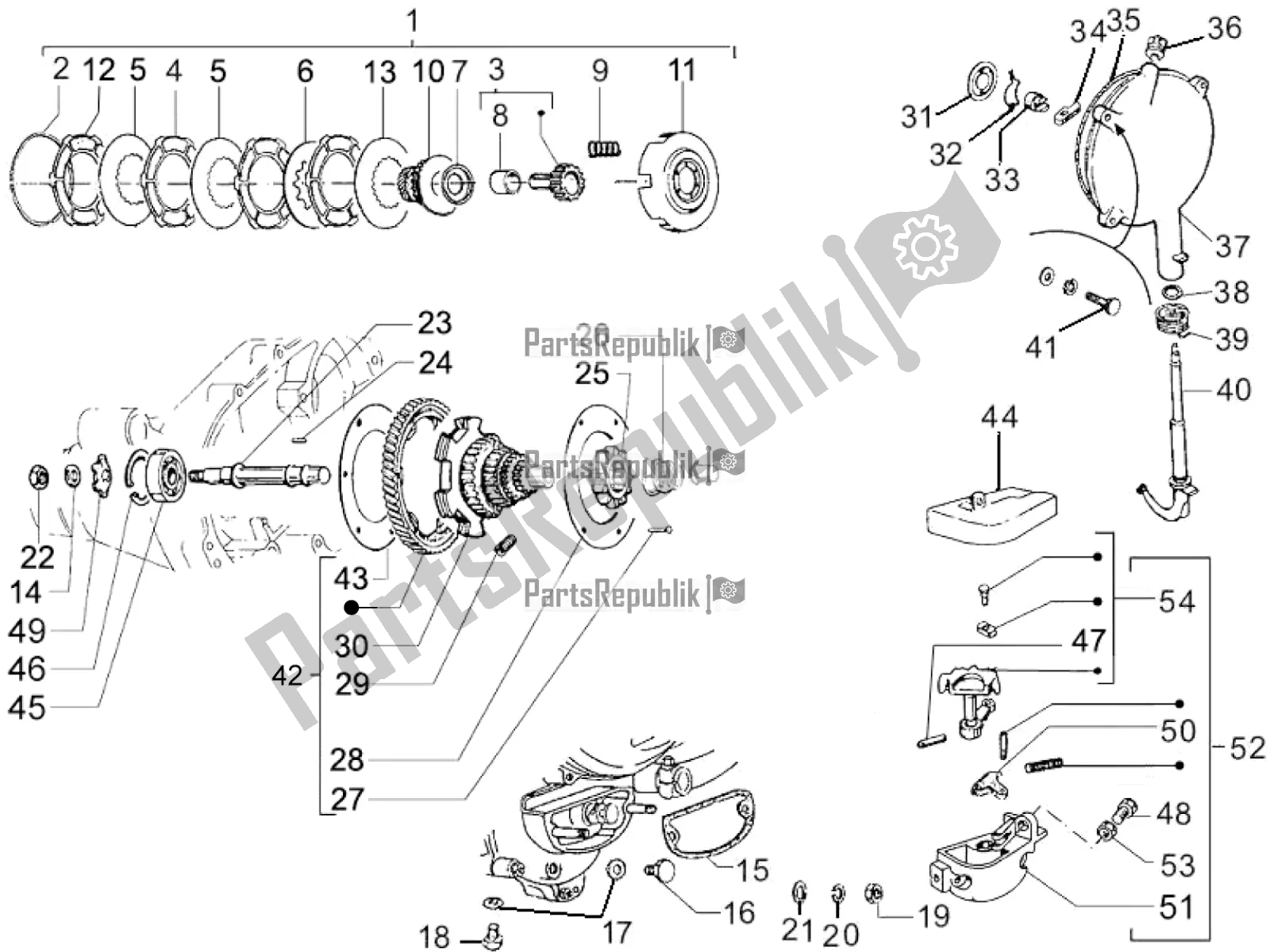 Todas las partes para Componentes De La Caja De Cambios de Vespa PX 125 2T 2016