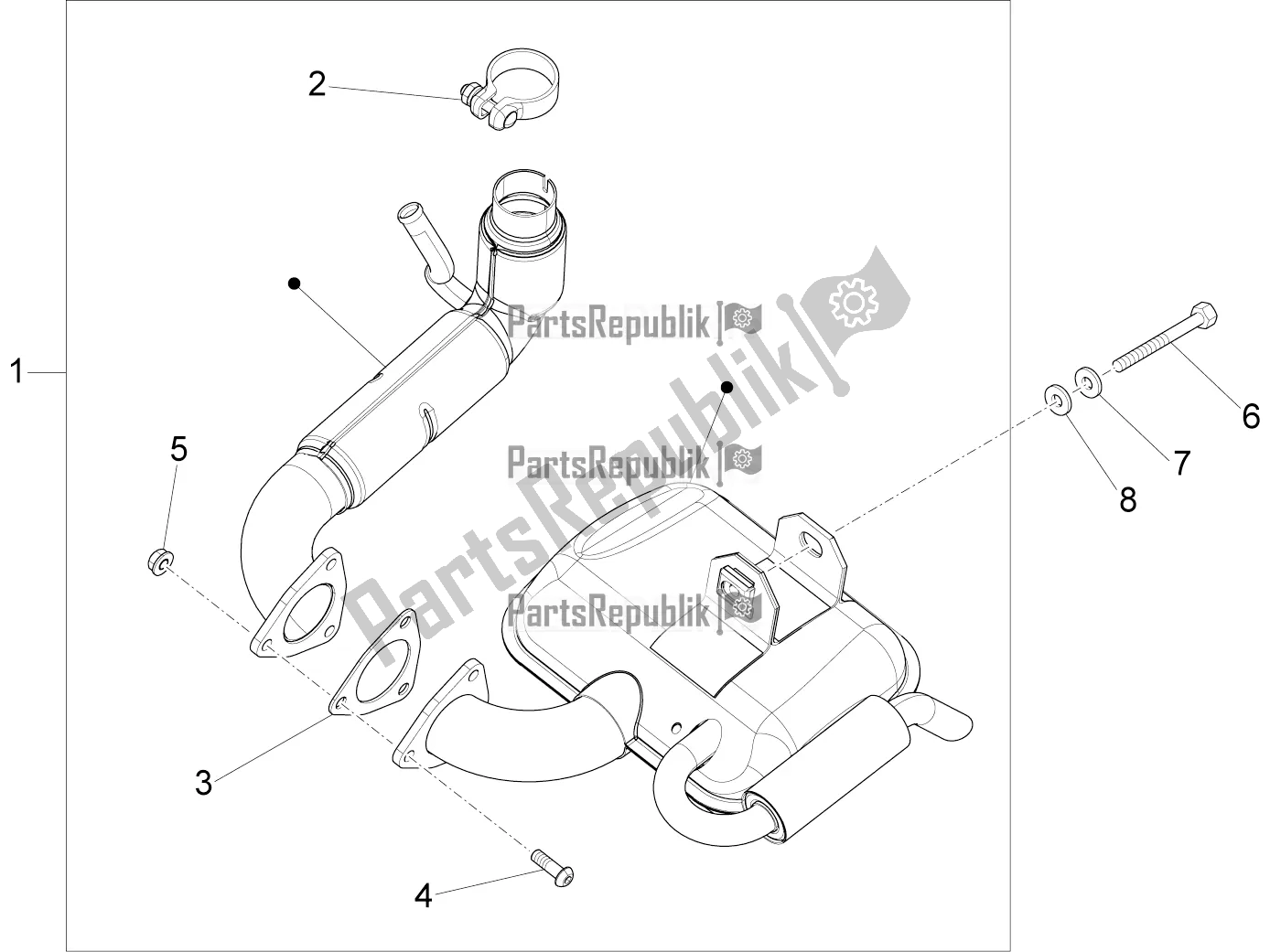 Todas las partes para Silenciador de Vespa PX 125 2T 2016