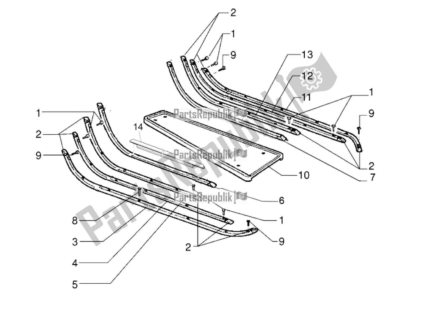 Toutes les pièces pour le Housse Centrale - Repose-pieds du Vespa PX 125 2T 2017