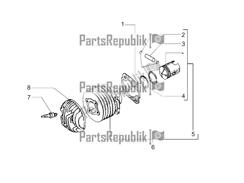 Toutes les pièces pour le Unité Cylindre-piston-axe De Poignet du Vespa PX 125 2T 2017