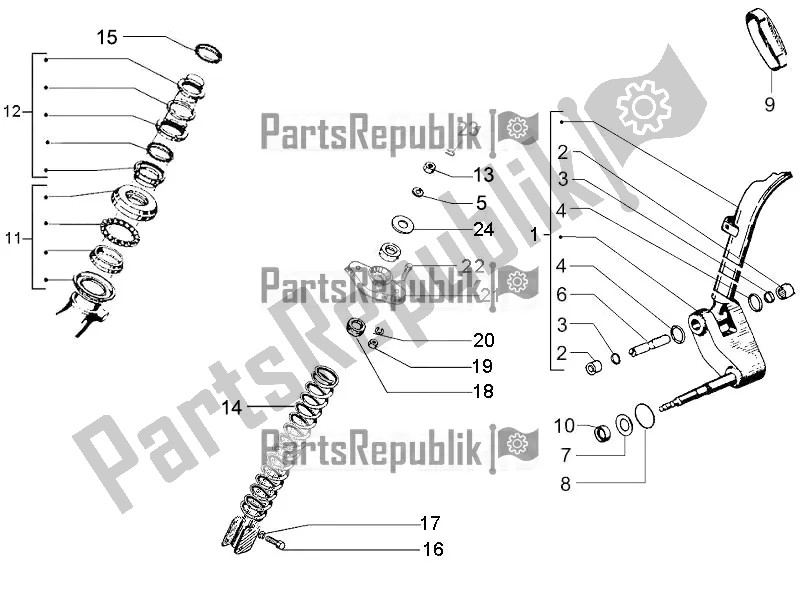 All parts for the Fork's Components (mingxing) of the Vespa PX 125 2T 2017