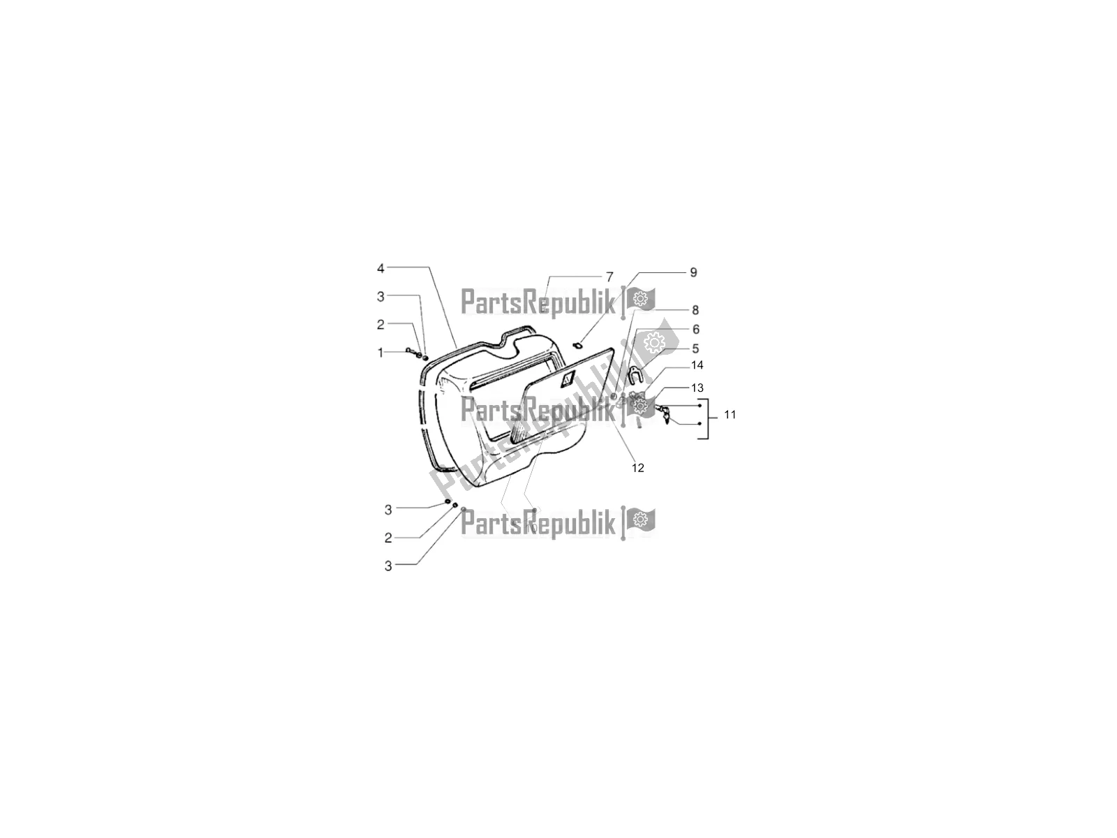 Tutte le parti per il Vano Portaoggetti Anteriore - Pannello Di Protezione Per Le Ginocchia del Vespa PX 125 2T 2017