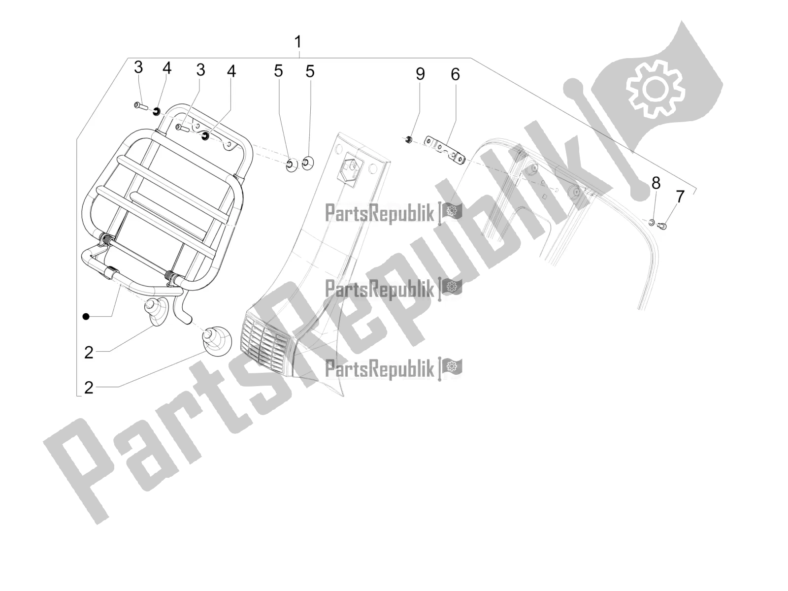 Toutes les pièces pour le Porte-bagages Avant du Vespa PX 125 2T 2017