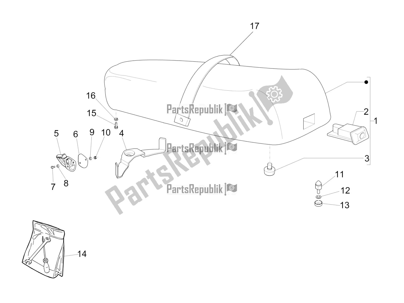 Toutes les pièces pour le Selle / Sièges du Vespa PX 125 2T 2017