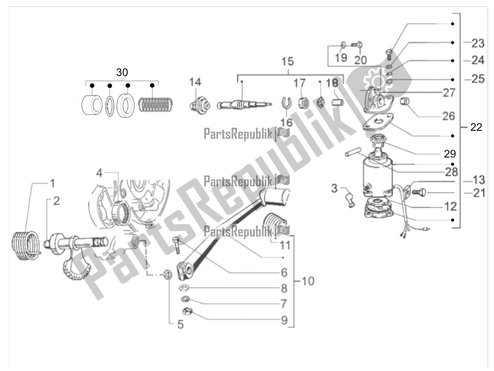 All parts for the Stater - Electric Starter of the Vespa PX 125 2T 2017