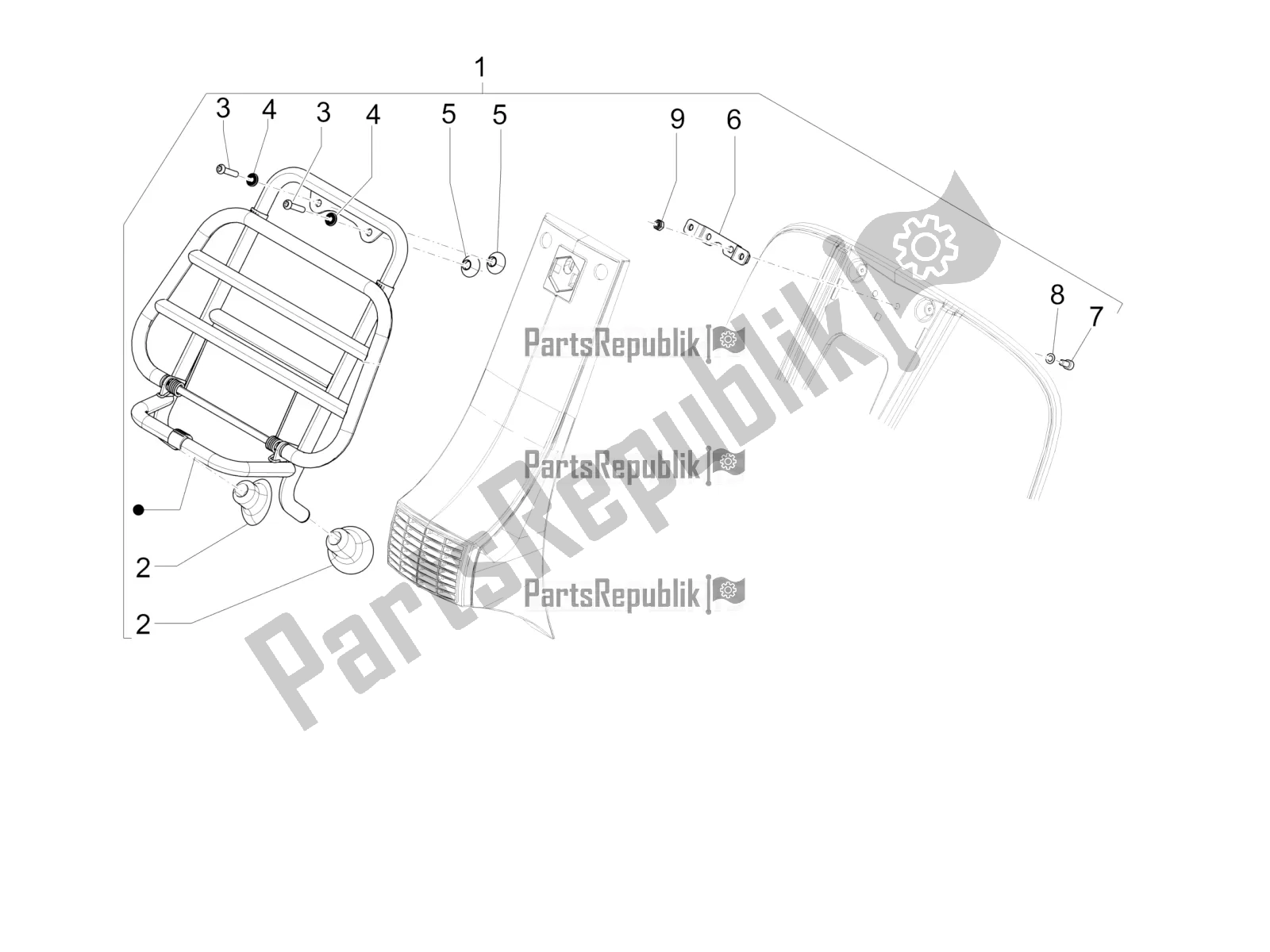 Todas las partes para Portaequipajes Delantero de Vespa PX 125 2T 2018