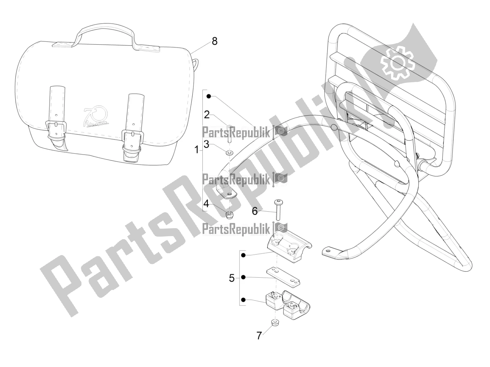 Todas las partes para Portaequipajes Trasero de Vespa PX 125 2T 2018