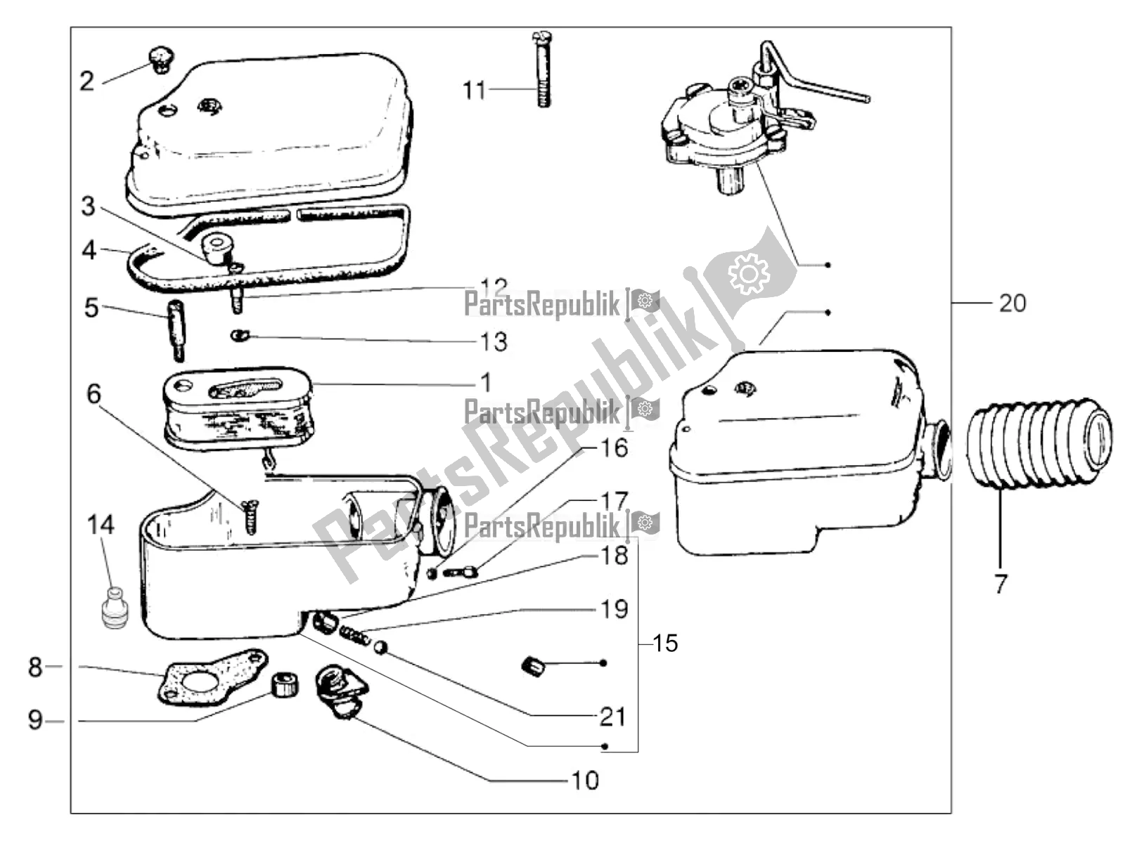All parts for the Air Filter of the Vespa PX 150 2T 2016