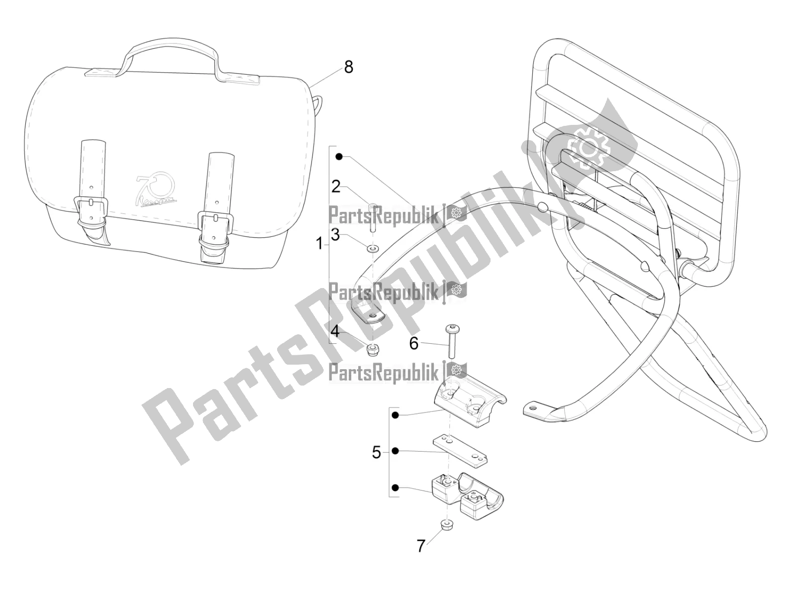 Todas las partes para Portaequipajes Trasero de Vespa PX 150 2T 2016