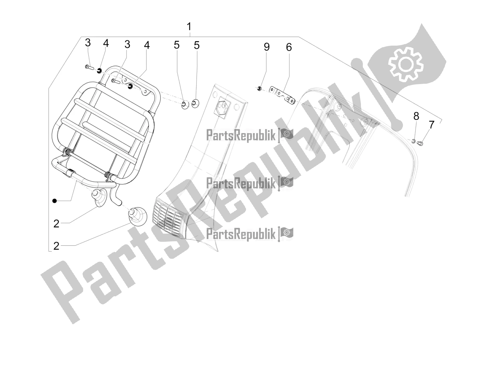 Todas las partes para Portaequipajes Delantero de Vespa PX 150 2T 2017