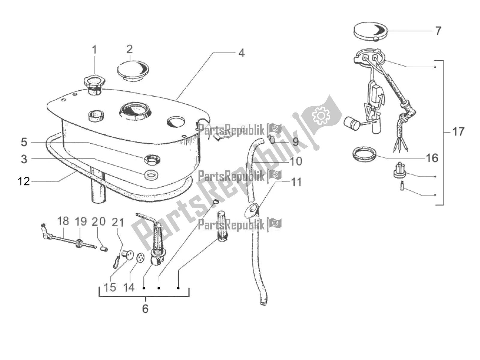 Todas las partes para Depósito De Combustible de Vespa PX 150 2T 2017