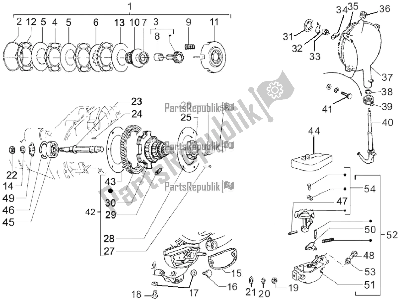 All parts for the Gear-box Components of the Vespa PX 150 2T 2017